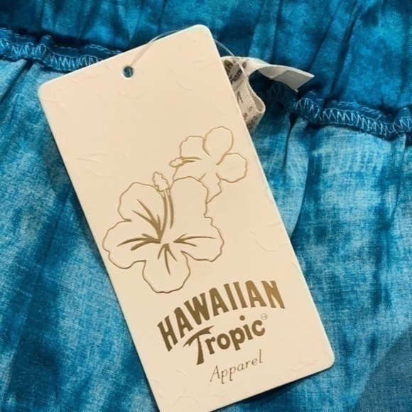 Hawaiian Tropic blue batik dyed Palazzo Beach cover up pants Small - Picture 5 of 10